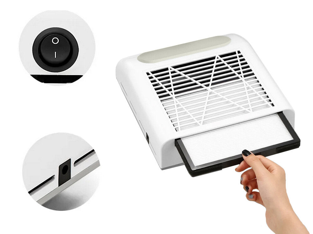Manikiūro dulkių surinkėjas su nuimamu HEPA filtru, 80 W