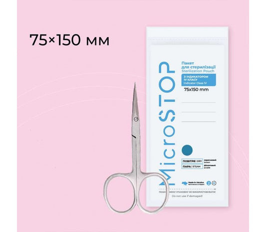 MICROSTOP Vokai įrankių sterilizacijai (75x150mm, balta sp., 100vnt.)